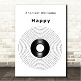 Pharrell Williams Happy Vinyl Record Song Lyric Wall Art Canvas Framed Print