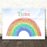 Pink Floyd Time Watercolour Rainbow & Clouds Song Lyric Wall Art Canvas Framed Print