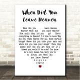 Pokey LaFarge When Did You Leave Heaven White Heart Song Lyric Wall Art Canvas Framed Print