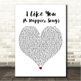 Post Malone I Like You (A Happier Song) White Heart Song Lyric Wall Art Canvas Framed Print