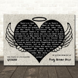 Queen Who Wants To Live Forever Heart Angel Wings Halo Memorial Song Lyric Wall Art Canvas Framed Print