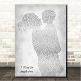 Queen I Want To Break Free Mother & Child Grey Song Lyric Wall Art Canvas Framed Print