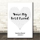 Queen You're My Best Friend Simple Heart Pale Grey Song Lyric Wall Art Canvas Framed Print