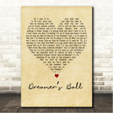 Queen Dreamers Ball Vintage Heart Song Lyric Wall Art Canvas Framed Print