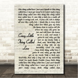 Queen Crazy Little Thing Called Love Vintage Script Song Lyric Wall Art Canvas Framed Print