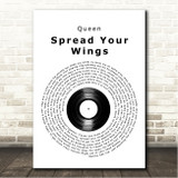 Queen Spread Your Wings Vinyl Record Song Lyric Wall Art Canvas Framed Print