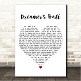 Queen Dreamers Ball White Heart Song Lyric Wall Art Canvas Framed Print