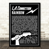 Rainbow L.A. Connection Black & White Guitar Lightening Rock Song Lyric Wall Art Canvas Framed Print