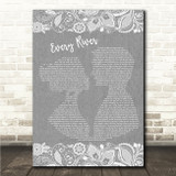 Runrig Every River Grey Burlap & Lace Song Lyric Wall Art Canvas Framed Print