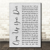 Richard Hawley Open Up Your Door Grey Rustic Script Song Lyric Wall Art Canvas Framed Print
