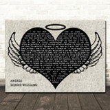 Robbie Williams Angels Heart Angel Wings Halo Memorial Song Lyric Wall Art Canvas Framed Print