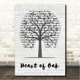 Richard Hawley Heart of Oak Music Script Tree Song Lyric Wall Art Canvas Framed Print