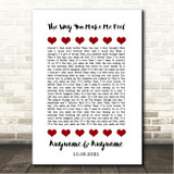 Ronan Keating The Way You Make Me Feel Red Hearts In Row Song Lyric Wall Art Canvas Framed Print