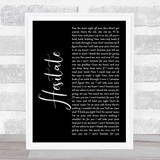 Jonas Brothers Hesitate Black Script Song Lyric Print