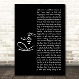 Kaiser Chiefs Ruby Black Script Song Lyric Print