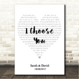 Ryann Darling I Choose You Simple Heart Pale Grey Song Lyric Wall Art Canvas Framed Print