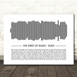 Rush The Spirit of Radio Sound Wave Minimal Song Lyric Wall Art Canvas Framed Print