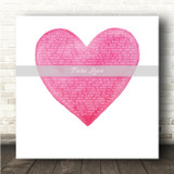 Rod Stewart Pure Love Square Pink Watercolour Heart Song Lyric Wall Art Canvas Framed Print