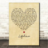 Reuben Gray Lifeline Vintage Heart Song Lyric Wall Art Canvas Framed Print