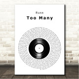 Russ Too Many Vinyl Record Song Lyric Wall Art Canvas Framed Print