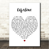 Reuben Gray Lifeline White Heart Song Lyric Wall Art Canvas Framed Print
