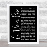 Lady Gaga La Vie en Rose Black Script Song Lyric Print
