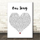 Ron Pope Our Song White Heart Song Lyric Wall Art Canvas Framed Print