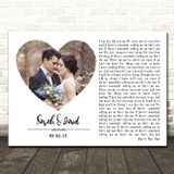 Robbie Williams She's The One White Landscape Script Heart Wedding Photo Song Lyric Wall Art Canvas Framed Print