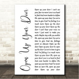 Richard Hawley Open Up Your Door White Script Song Lyric Wall Art Canvas Framed Print