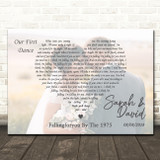 The 1975 Fallingforyou Full Page Landscape Photo First Dance Wedding Song Lyric Wall Art Canvas Framed Print