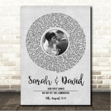 The Lumineers Ho Hey Grey Vinyl Record Wedding First Dance Photo Song Lyric Wall Art Canvas Framed Print