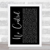 One Direction No Control Black Script Song Lyric Print