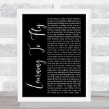 Pink Floyd Learning To Fly Black Script Song Lyric Print