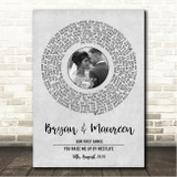Westlife You Raise Me Up Grey Vinyl Record Wedding First Dance Photo Song Lyric Wall Art Canvas Framed Print