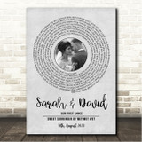 Wet Wet Wet Sweet Surrender Grey Vinyl Record Wedding First Dance Photo Song Lyric Wall Art Canvas Framed Print