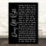 Queen Doing All Right Black Script Song Lyric Print