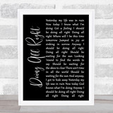 Queen Doing All Right Black Script Song Lyric Print