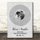 Zac Brown Band feat. Sara Bareilles Mango Tree Grey Vinyl Record Wedding First Dance Photo Song Lyric Wall Art Canvas Framed Print