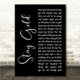 Stevie Wonder Stay Gold Black Script Song Lyric Wall Art Canvas Framed Print