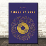 Sting Fields Of Gold Blue & Copper Gold Vinyl Record Song Lyric Wall Art Canvas Framed Print