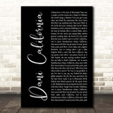 Red Hot Chili Peppers Dani California Black Script Song Lyric Print
