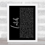 Sam Smith Latch Black Script Song Lyric Print