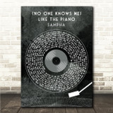 Sampha (No One Knows Me) Like the Piano Grunge Grey Vinyl Record Song Lyric Wall Art Canvas Framed Print