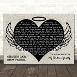 Snow Patrol Chasing Cars Heart Angel Wings Halo Memorial Song Lyric Wall Art Canvas Framed Print