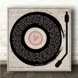 Simon & Garfunkel The Only Living Boy in New York Heart Vinyl Record & Needle Square Song Lyric Wall Art Canvas Framed Print