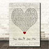 SafetySuit You Dont See Me Script Heart Song Lyric Wall Art Canvas Framed Print