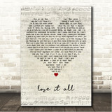 Sam Tompkins lose it all Script Heart Song Lyric Wall Art Canvas Framed Print