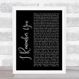 Skid Row I Remember You Black Script Song Lyric Print