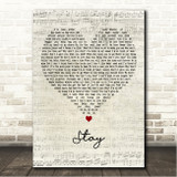 Sugarland Stay Script Heart Song Lyric Wall Art Canvas Framed Print