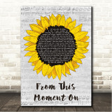 Shania Twain From This Moment On Grey Script Sunflower Song Lyric Wall Art Canvas Framed Print